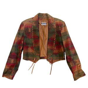 Vintage Suede Cropped Southwestern tribal native boho jacket western